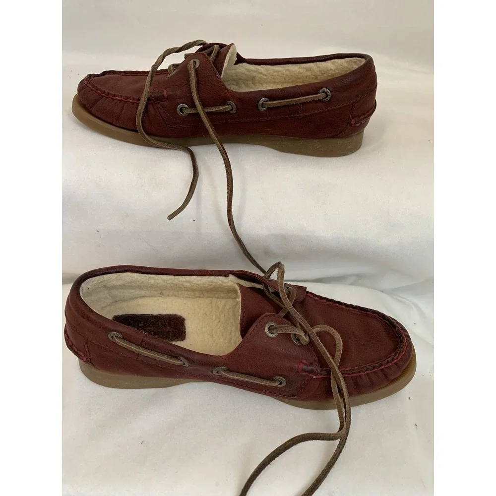 SEBAGO Docksides-Suede Sherpa Lined Shoes  Women's US 6.5 Rustic Chili‎ Red)